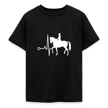 Dressage Cavalier de dressage Cheval d’équitation - T-shirt Ado - noir - Devant - AI Model Teenager Male light (155cm)