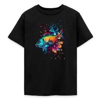 Colorful fish - Teenage T-Shirt - black - Front - AI Model Teenager Male light (155cm)