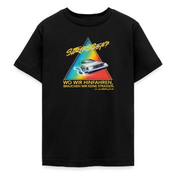 Retour Vers Le Futur Wir Brauchen Keine Straßen - T-shirt Ado - noir - Devant - AI Model Teenager Male light (155cm)