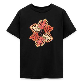 Tropical Monstera Deliciosa feuilles Monstera - T-shirt Ado - noir - Devant - AI Model Teenager Male light (155cm)
