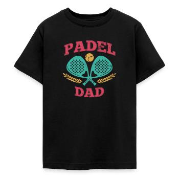 Padel Papa Padel Raquette Ball Design Pour Padel - T-shirt Ado - noir - Devant - AI Model Teenager Male light (155cm)
