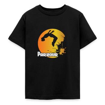 Backflip de parkour - T-shirt Ado - noir - Devant - AI Model Teenager Male light (155cm)