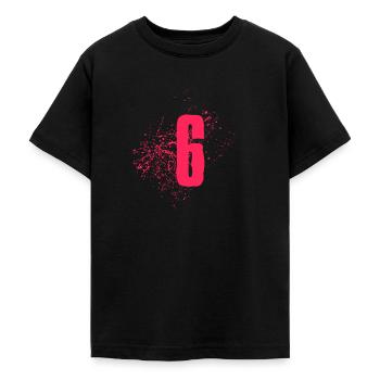 6 Nombre - T-shirt Ado - noir - Devant - AI Model Teenager Male light (155cm)