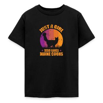 Juste une fille qui aime le chat Maine Coons - T-shirt Ado - noir - Devant - AI Model Teenager Male light (155cm)