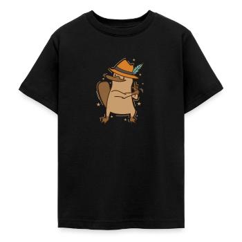 Platypus plays police Australia - Teenage T-Shirt - black - Front - AI Model Teenager Male light (155cm)
