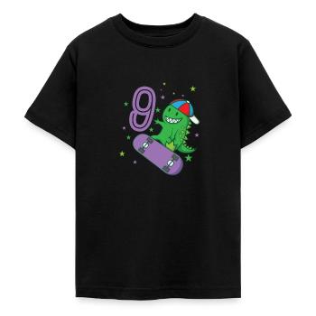 9. Geburtstag Dino Monster skaten Cappi - Teenager T-Shirt - Schwarz - Vorne - AI Model Teenager Male light (155cm)