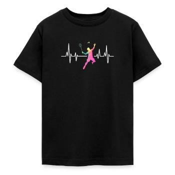 Badminton Herzschlag Bunt - Teenager T-Shirt - Schwarz - Vorne - AI Model Teenager Male light (155cm)