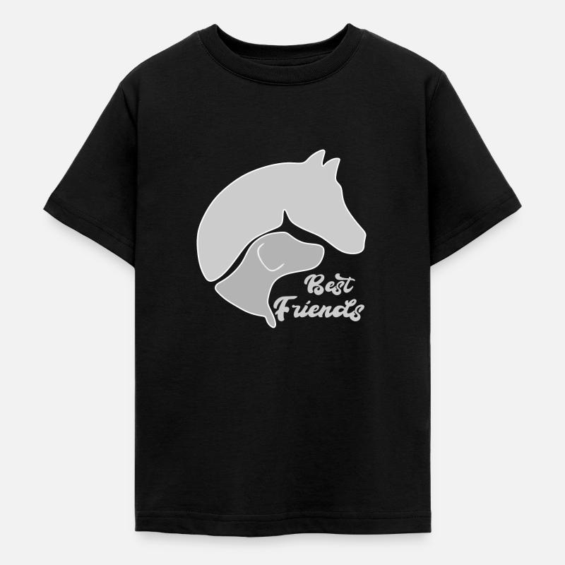 Chien et cheval ensemble sur un même modèle - T-shirt Ado - noir