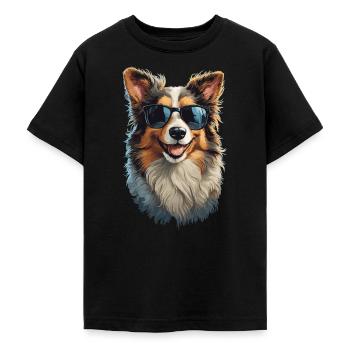 Border Collie ami chiens de compagnie Design - T-shirt Ado - noir - Devant - AI Model Teenager Male light (155cm)