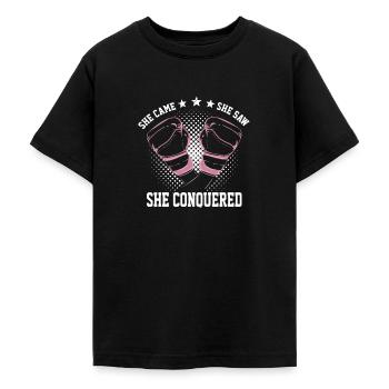 Women Boxing Gift She Came She Shaw She Conquered - Teenager T-Shirt - Schwarz - Vorne - AI Model Teenager Male light (155cm)
