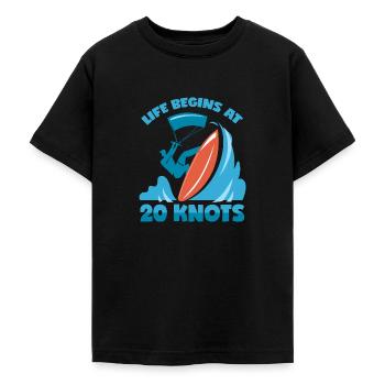20 Knoten Spruch Kitesurfen Wassersport Kitesurfer - Teenager T-Shirt - Schwarz - Vorne - AI Model Teenager Male light (155cm)
