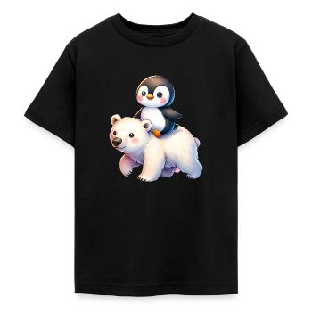 Pinguin und Eisbär Geschenk - Teenager T-Shirt - Schwarz - Vorne - AI Model Teenager Male light (155cm)