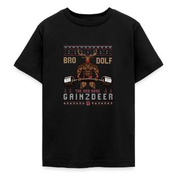 Christmas Gym, Christmas Gym happy Liftmas, - Teenager T-shirt - zwart - Voor - AI Model Teenager Male light (155cm)