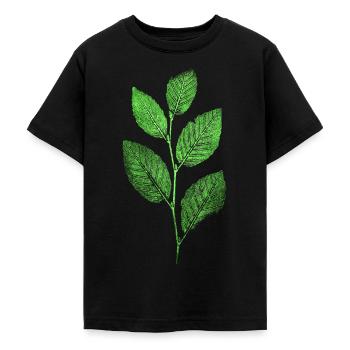 Nature / Forest / Branch - Beech - Teenage T-Shirt - black - Front - AI Model Teenager Male light (155cm)