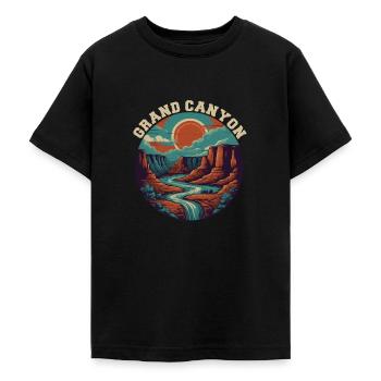America Grand Canyon Retro - Vintage Adventure - Teenage T-Shirt - black - Front - AI Model Teenager Male light (155cm)