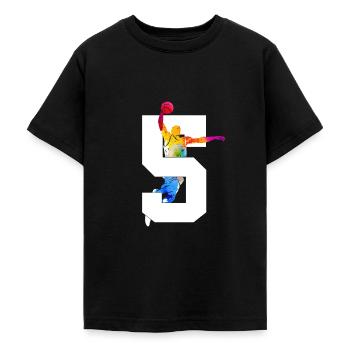 NUMMER 5 BASKETBALL 5. GEBURTSTAG - Teenager T-Shirt - Schwarz - Vorne - AI Model Teenager Male light (155cm)