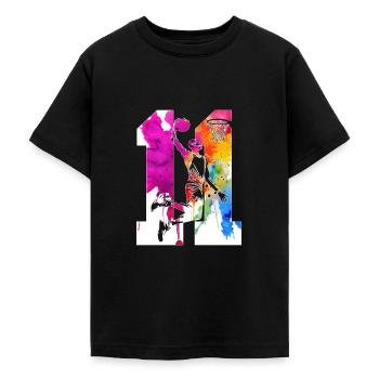 11. GEBURTSTAG BASKETBALL NUMMER 11 - Teenager T-Shirt - Schwarz - Vorne - AI Model Teenager Male light (155cm)