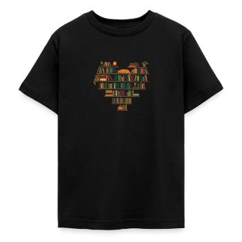 Buch Leseratte Bücherwurm Katze Buch - Teenager T-Shirt - Schwarz - Vorne - AI Model Teenager Male light (155cm)
