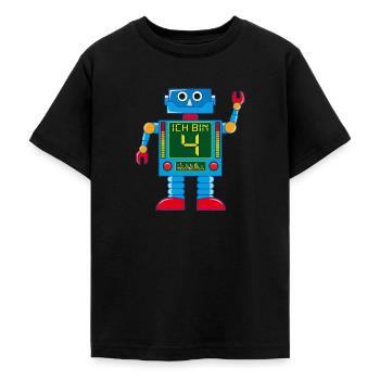 Roboter 4 Jahre 4. Geburtstag - Teenager T-Shirt - Schwarz - Vorne - AI Model Teenager Male light (155cm)