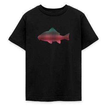 Karpfen Angeln Design verpixelt Fischen Angler - Teenager T-Shirt - Schwarz - Vorne - AI Model Teenager Male light (155cm)