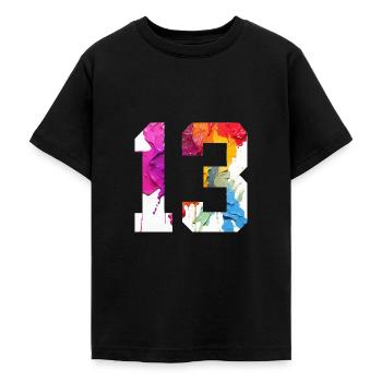 FARBIG NUMMER 13 BUNT 13. GEBURTSTAG - Teenager T-Shirt - Schwarz - Vorne - AI Model Teenager Male light (155cm)