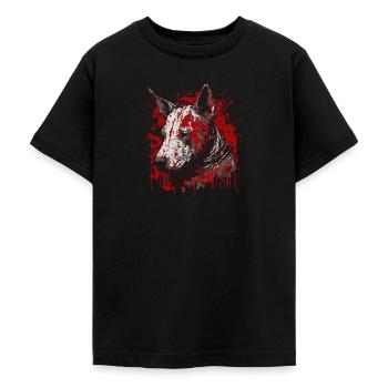 Bull terrier - Teenage T-Shirt - black - Front - AI Model Teenager Male light (155cm)