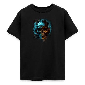Zombie skull Disc Jockey - Teenage T-Shirt - black - Front - AI Model Teenager Male light (155cm)