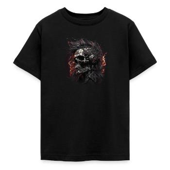 Cyborg Zombie Skull Disc Jockey - Teenage T-Shirt - black - Front - AI Model Teenager Male light (155cm)