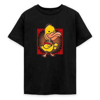 Duck Eating Ramen - Teenage T-Shirt - black - Front - AI Model Teenager Male light (155cm)