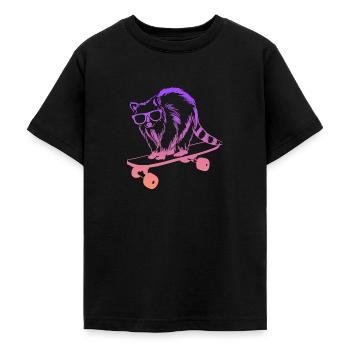 Skater Waschbär Skateboard Tricks Skateboarding - Teenager T-Shirt - Schwarz - Vorne - AI Model Teenager Male light (155cm)