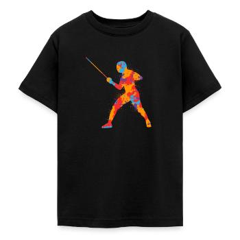 Escrime Graphique Coloré Escrime Enfants Escrime - T-shirt Ado - noir - Devant - AI Model Teenager Male light (155cm)