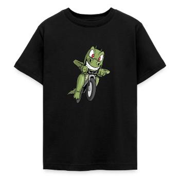 Dinosaurier fährt Fahrrad - Teenager T-Shirt - Schwarz - Vorne - AI Model Teenager Male light (155cm)