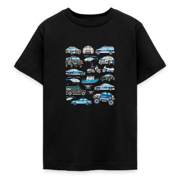 Polizeiautos Cop Fahrzeuge Streifenwagen Polizei - Teenager T-Shirt - Schwarz - Vorne - AI Model Teenager Male light (155cm)