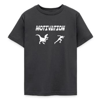 motivation sport running humor dinosaur - Teenage T-Shirt - dark grey - Front - AI Model Teenager Male light (155cm)