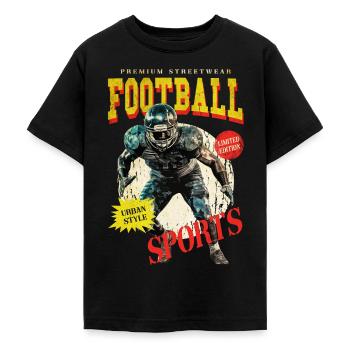 American Football Spieler USA Amerika Sport Retro - Teenager T-Shirt - Schwarz - Vorne - AI Model Teenager Male light (155cm)