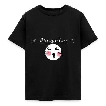 Joyeux Noël. Joyeux catmas. Joyeux Noël. - T-shirt Ado - noir - Devant - AI Model Teenager Male light (155cm)