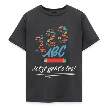 School enrollment Here we go! Schoolchild Design - Teenage T-Shirt - dark grey - Front - AI Model Teenager Male light (155cm)