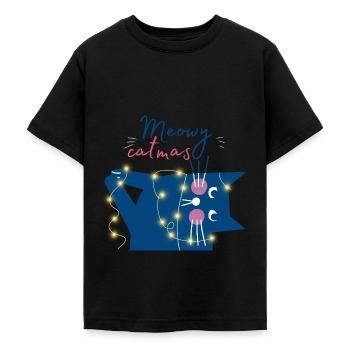 Joyeux Noël. Joyeux catmas. Joyeux Noël. - T-shirt Ado - noir - Devant - AI Model Teenager Male light (155cm)