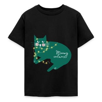 Joyeux Noël. Joyeux catmas. Joyeux Noël. - T-shirt Ado - noir - Devant - AI Model Teenager Male light (155cm)