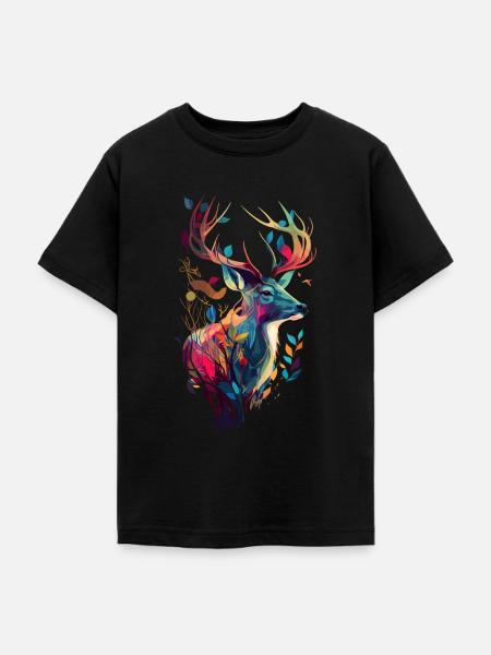 Jagd auf Hirsche bunt - Teenager T-Shirt - Schwarz
