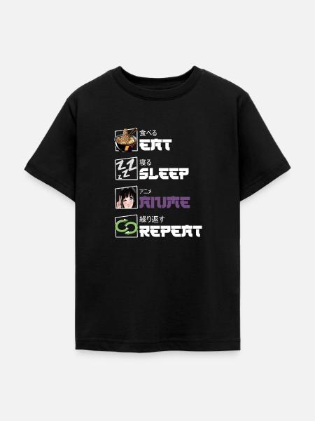 Eat Sleep Anime Repeat - Teenager T-Shirt - Schwarz
