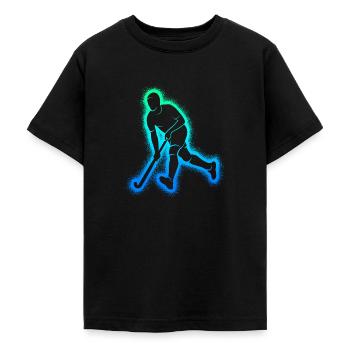 Feldhockey Hockey Kinder Jungen Hockeyspieler - Teenager T-Shirt - Schwarz - Vorne - AI Model Teenager Male light (155cm)
