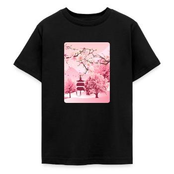 Art japonais de fleur de cerisier japonais - T-shirt Ado - noir - Devant - AI Model Teenager Male light (155cm)