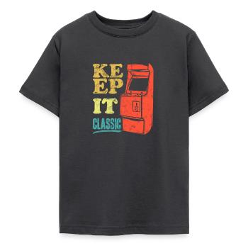 Keep It Classic - Retro 90er Arcade-Spiele - Teenager T-Shirt - Dunkelgrau - Vorne - AI Model Teenager Male light (155cm)