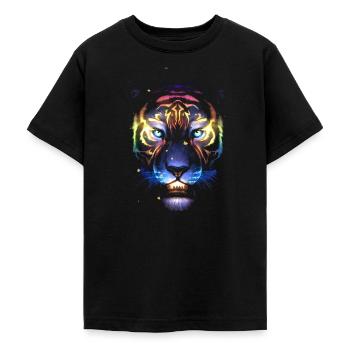 Phosphorescent tiger creative art Enzo volo - Teenage T-Shirt - black - Front - AI Model Teenager Male light (155cm)