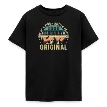 25th Birthday Original Year February 2000 - Teenage T-Shirt - black - Front - AI Model Teenager Male light (155cm)