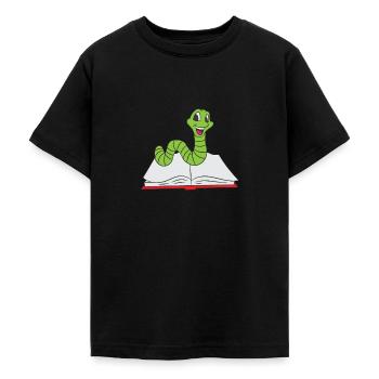 Bücherwurm krabbelt durch ein rotes Buch - Teenager T-Shirt - Schwarz - Vorne - AI Model Teenager Male light (155cm)