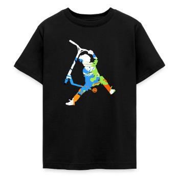 trottinette freestyle - T-shirt Ado - noir - Devant - AI Model Teenager Male light (155cm)