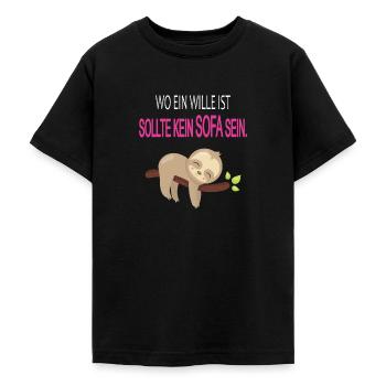 Faultier Wille Sport lustiger Spruch Sofa chillen - Teenager T-Shirt - Schwarz - Vorne - AI Model Teenager Male light (155cm)