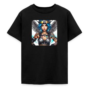 Cooler Cyberpunk Engel mit Kopfhörer - Teenager T-Shirt - Schwarz - Vorne - AI Model Teenager Male light (155cm)